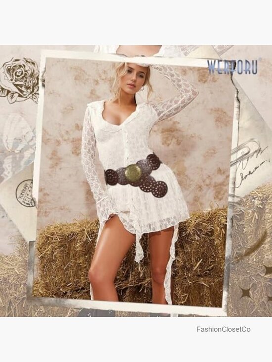 Vintage PU Leather Disc Studs Western Waist Belt for Women main image 7